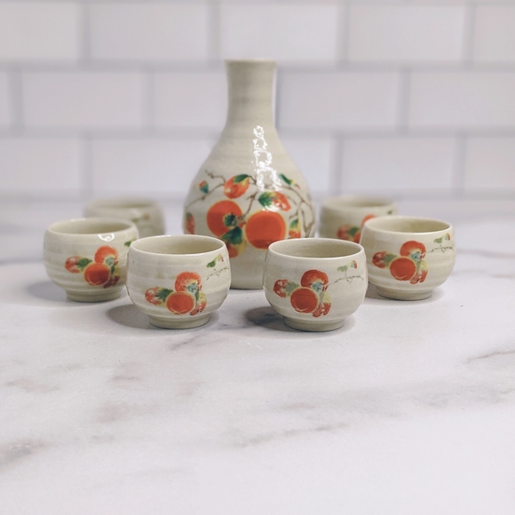 Vintage fruit pattern sake set